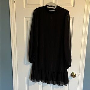 BCBG Black Long Sleeve Dress with Ruffled Hem